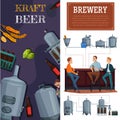 Beer Production Vertical Cartoon Banners