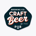 Beer Pub logotype. Brewing Company emblem. Composition from beautiful letters on figured sign board. Royalty Free Stock Photo