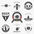 Beer pub set. Beer festival Oktoberfest. Brewing typographic labels, logos and badges.