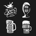 Beer related typography set. Vector vintage lettering illustration.