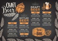 Beer restaurant cafe menu, template design. Royalty Free Stock Photo