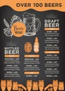 Beer restaurant cafe menu, template design.