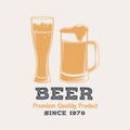 Beer retro badge design. Vector. Vintage design for restaurant, pub or fast food business. Template for restaurant Royalty Free Stock Photo