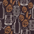 Beer seamless pattern background vector.