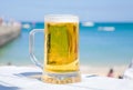 Beer in seaside caffee Royalty Free Stock Photo