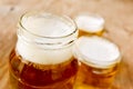 Beer served in glass jars Royalty Free Stock Photo