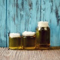 Beer served in glass jars Royalty Free Stock Photo