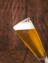 Beer served in a glass with rustic wood background Royalty Free Stock Photo