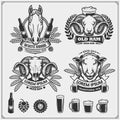 Beer set emblems. Labels, emblems, stickers and design elements for pub, beer festival and beer restaurant design. Royalty Free Stock Photo