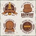 Beer set of four colored emblems, labels, badges Royalty Free Stock Photo
