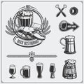Beer set. Label, signs, emblems, symbols and design elements.