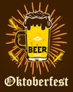 Beer set with tap, class, can, bottle for oktoberfest festival.