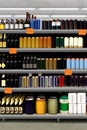 Beer on shelf in supermarket vertical photo mockup