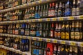 Beer on the shelves in the supermarket Royalty Free Stock Photo