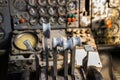 Vintage Boeing 707 Flight Deck. Inside the cockpit Royalty Free Stock Photo