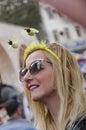 Beer-Sheva, ISRAEL - March 5, 2015:Beer-Sheva, ISRAEL - March 5, 2015: Portrait of a woman in dark sunglasses with a hoop with two