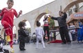 Beer-Sheva, ISRAEL - March 5, 2015: Speech at the street scene of artists and children viewers -Purim