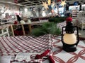 Beer-Sheva Israel Oktober 2019 10 festive plastic lamp ,green christmas tree, toys on the table of Ikea store Royalty Free Stock Photo