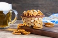 Beer snack for a party - salted hard pretzels on a table Royalty Free Stock Photo