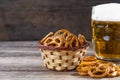 Beer snack for a party - salted hard pretzels Royalty Free Stock Photo