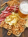 Beer and snacks Royalty Free Stock Photo