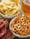 Beer and snacks Royalty Free Stock Photo