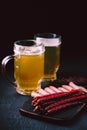 Beer and snacks. bar table. restaurant, pub food