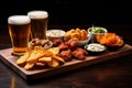 Beer snacks from the bar on a tray