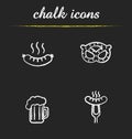 Beer snacks chalk icons set