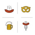 Beer snacks color icons set