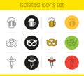 Beer snacks icons set