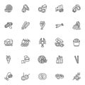 Beer snacks line icons set