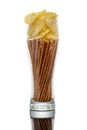 Beer snacks. Saltsticks and potatoes chips Royalty Free Stock Photo