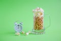 Beer an snacks time minimalistic concept. Royalty Free Stock Photo
