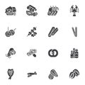 Beer snacks vector icons set