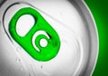 Beer or soft drink can on a green background Royalty Free Stock Photo