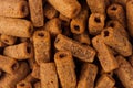 Beer spicy brown snacks as texture, top view. Royalty Free Stock Photo