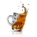 Beer splash in glass isolated on white