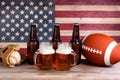 Beer and sports stuff for the holiday season Royalty Free Stock Photo
