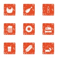 Beer stall icons set, grunge style Royalty Free Stock Photo