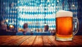 Beer stands in front of a Bavarian backdrop Royalty Free Stock Photo