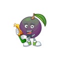 With beer star apple character in cartoon mascot Royalty Free Stock Photo