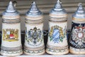 Beer stein, mugs in Munich Royalty Free Stock Photo