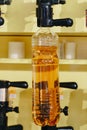 Beer in the store is poured into a plastic bottle Royalty Free Stock Photo
