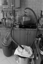 Beer stripping distillation of thick fruit mash in a home kitchen by Steam Injection