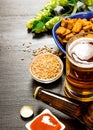 The beer style. Beer and crackers, malt and hops Royalty Free Stock Photo