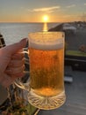 Beer sunset Royalty Free Stock Photo