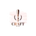 Beer tap logo. Craft beer label watercolor