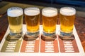 Beer tasting menu with small glasses Royalty Free Stock Photo
