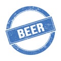 BEER text on blue grungy round stamp